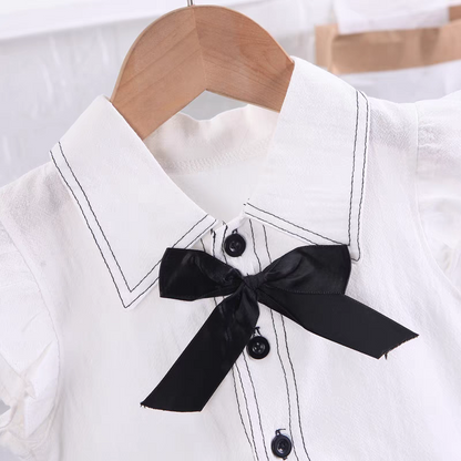 [340415-V1] - Baju Setelan Blouse Kutung Fashion Anak Perempuan - Motif Plain Ribbon