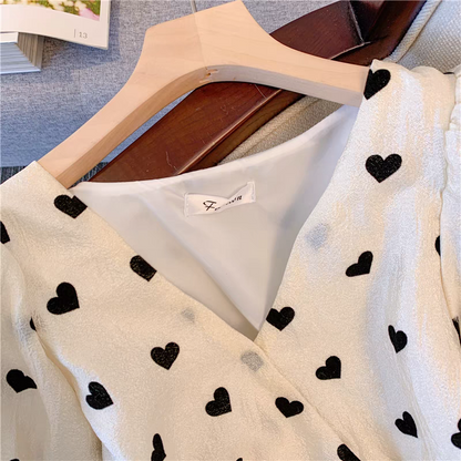 [507S102] - Baju Atasan Blouse Lengan Pendek Fashion Anak Perempuan - Motif Love Dot