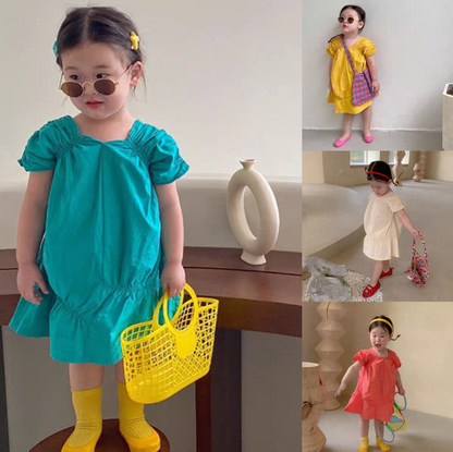 [507S1113] - Baju Dress Lengan Pendek Fashion Anak Perempuan - Motif Little Stretch