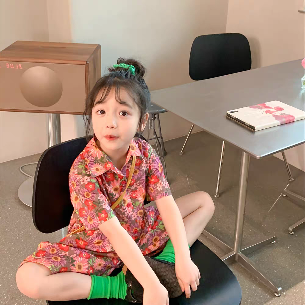 [507S1117] - Baju Setelan Jumpsuit Atasan Pendek Bawahan Pendek Anak Perempuan - Motif Flower Bloom