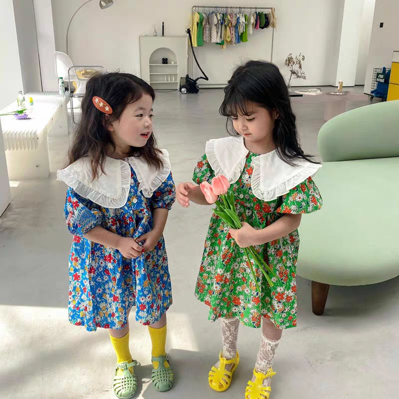 [507S1118] - Baju Dress Lengan Pendek Fashion Anak Perempuan - Motif Bloom Flower