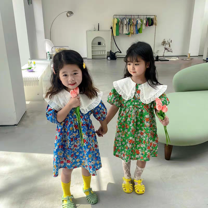[507S1118] - Baju Dress Lengan Pendek Fashion Anak Perempuan - Motif Bloom Flower
