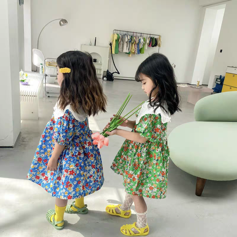 [507S1118] - Baju Dress Lengan Pendek Fashion Anak Perempuan - Motif Bloom Flower