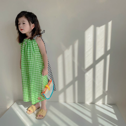 [507S1120] - Baju Dress Kutung Fashion Anak Perempuan - Motif Color Side