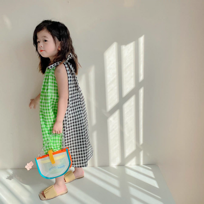 [507S1120] - Baju Dress Kutung Fashion Anak Perempuan - Motif Color Side