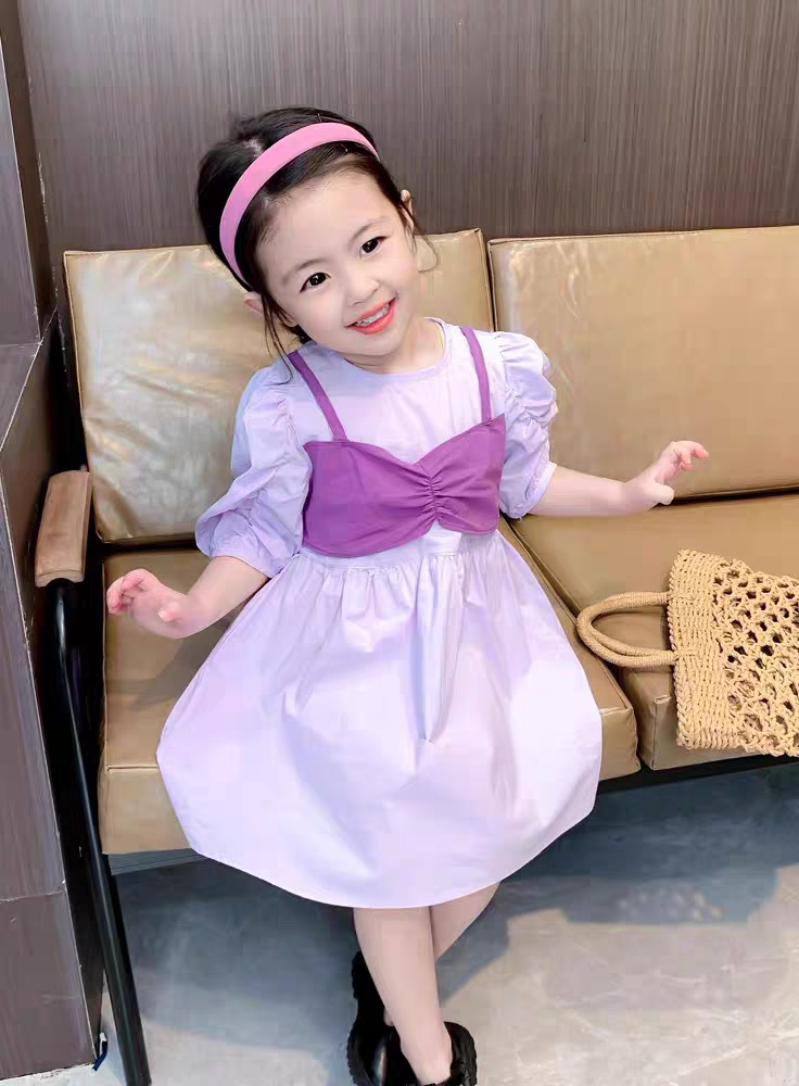 [507S1124] - Baju Dress Lengan Pendek Anak Perempuan Fashion Kekinian - Motif Strap Ribbon
