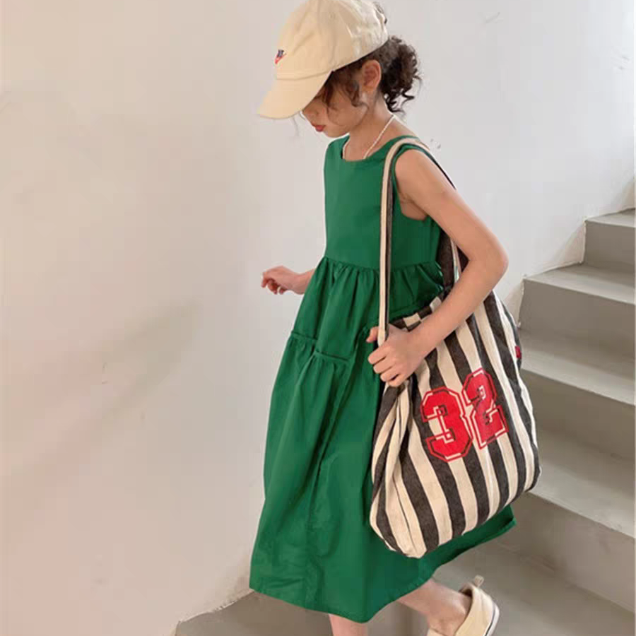 [507S1130] - Baju Dress Tanpa Lengan Fashion Anak Perempuan - Motif Soft Breeze