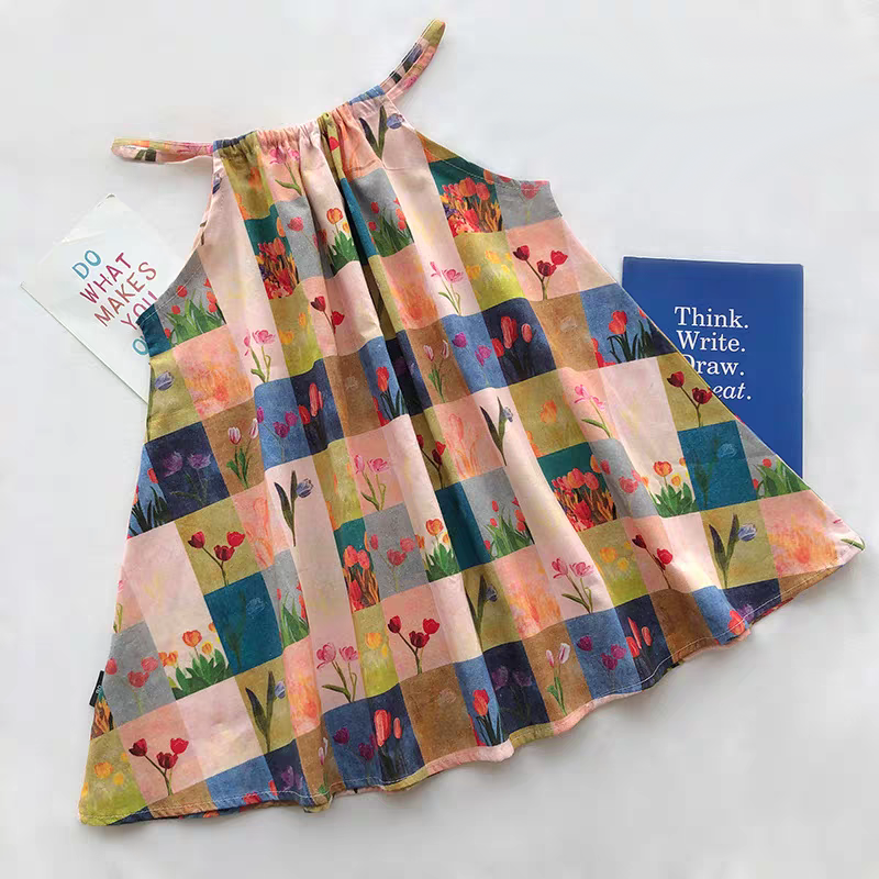 [507S1133] - Baju Dress Kutung Fashion Anak Perempuan - Motif Flower Frame