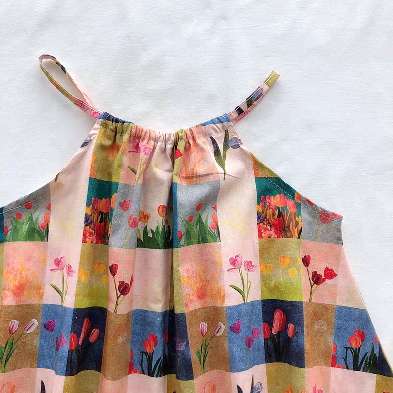 [507S1133] - Baju Dress Kutung Fashion Anak Perempuan - Motif Flower Frame