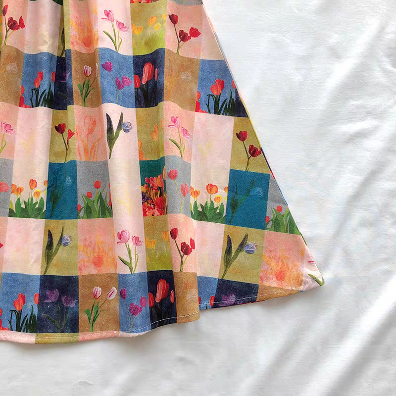 [507S1133] - Baju Dress Kutung Fashion Anak Perempuan - Motif Flower Frame