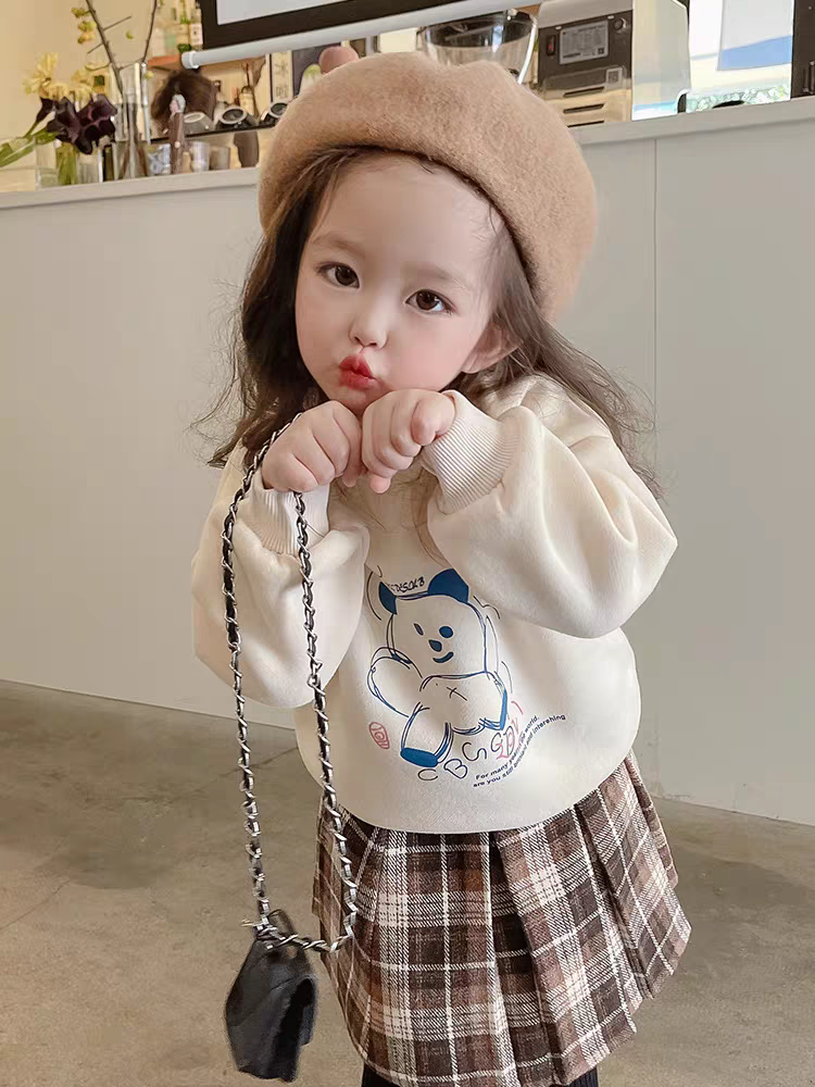 [507S142] - Baju Atasan Sweater Lengan Panjang Fashion Anak Perempuan - Motif Bear Doll