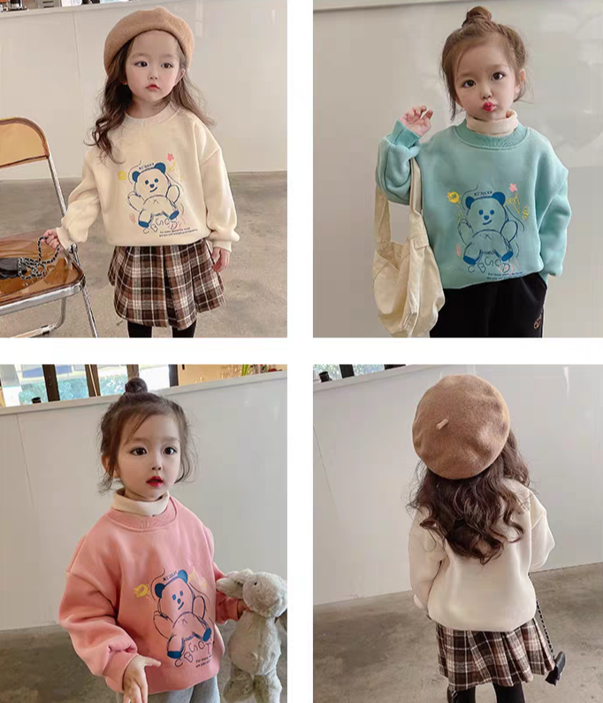 [507S142] - Baju Atasan Sweater Lengan Panjang Fashion Anak Perempuan - Motif Bear Doll