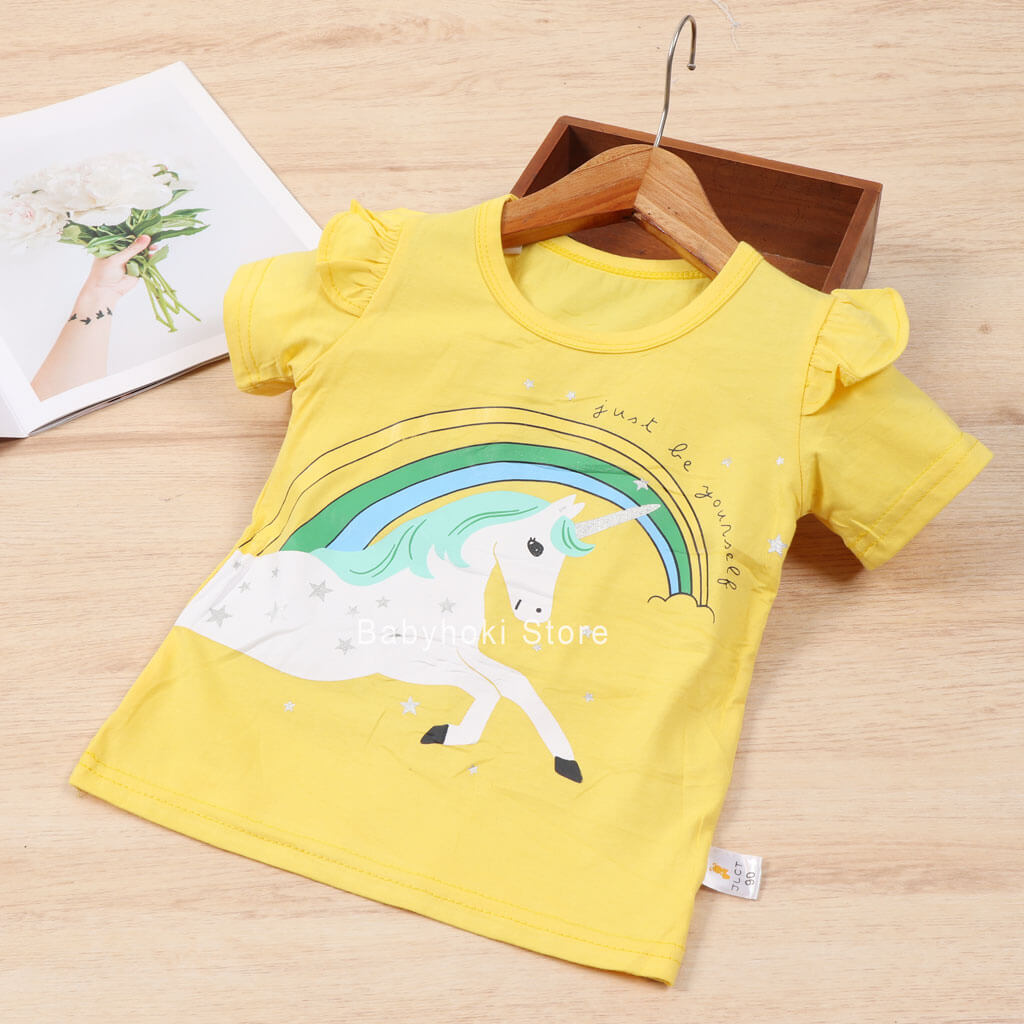 [001294] - Atasan Kaos Anak Perempuan - Motif Rainbow Unicorn