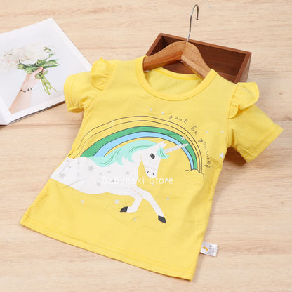 [001294] - Atasan Kaos Anak Perempuan - Motif Rainbow Unicorn