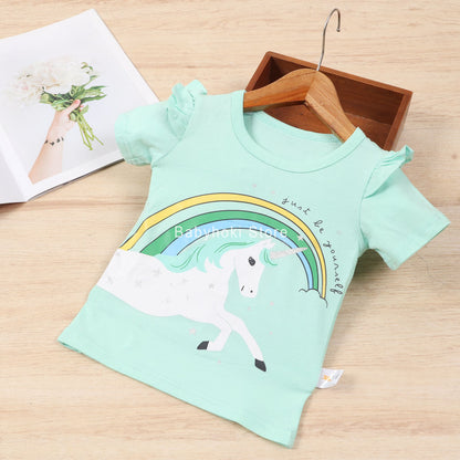 [001294] - Atasan Kaos Anak Perempuan - Motif Rainbow Unicorn