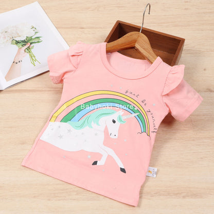 [001294] - Atasan Kaos Anak Perempuan - Motif Rainbow Unicorn