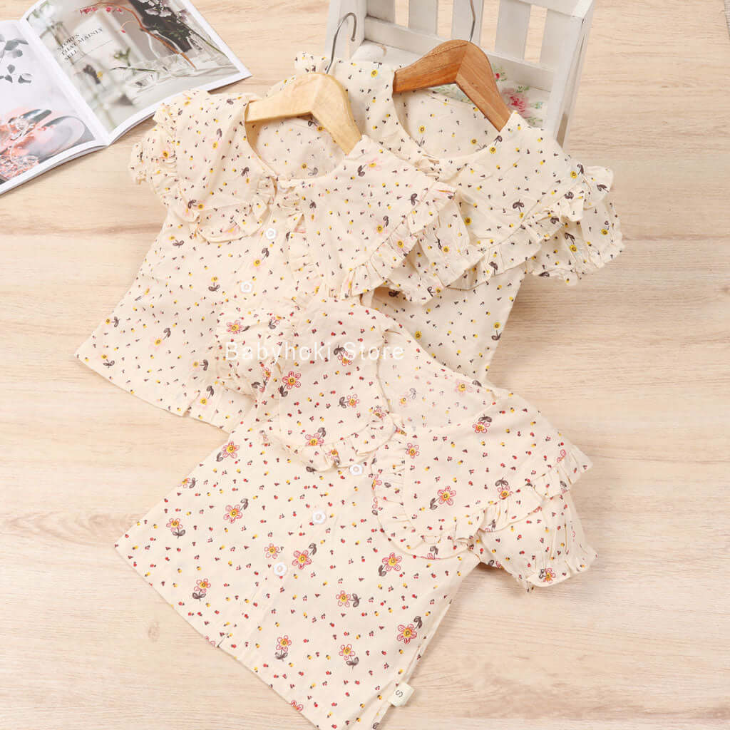 [001306] - Atasan Blouse Anak Perempuan - Motif Flower Collar