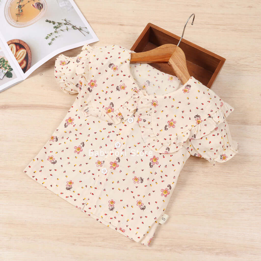 [001306] - Atasan Blouse Anak Perempuan - Motif Flower Collar