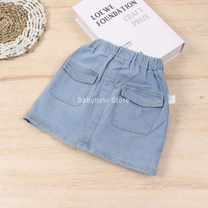 [001309] - Bawahan Rok Pendek Anak Perempuan Import - Motif Two Jeans Pockets