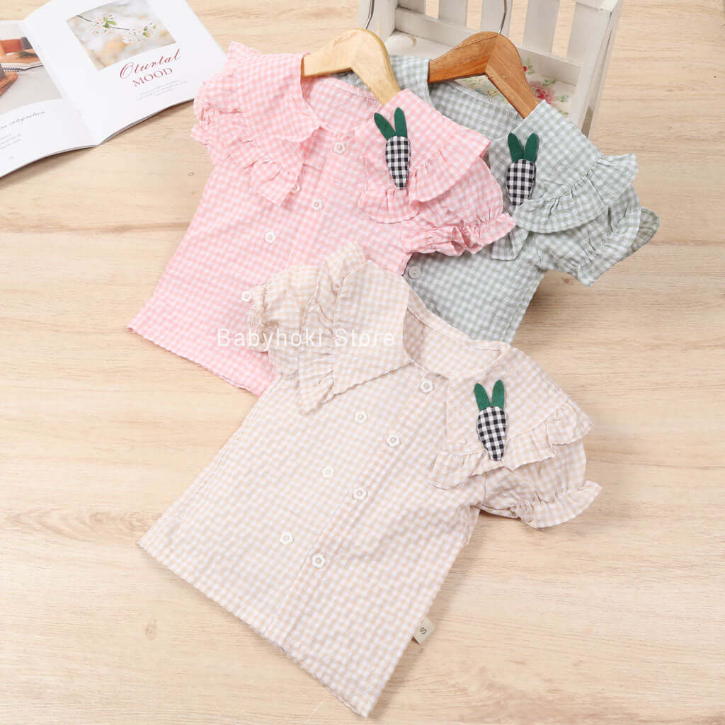 [001305] - Atasan Blouse Anak Perempuan - Motif Carrot Collar
