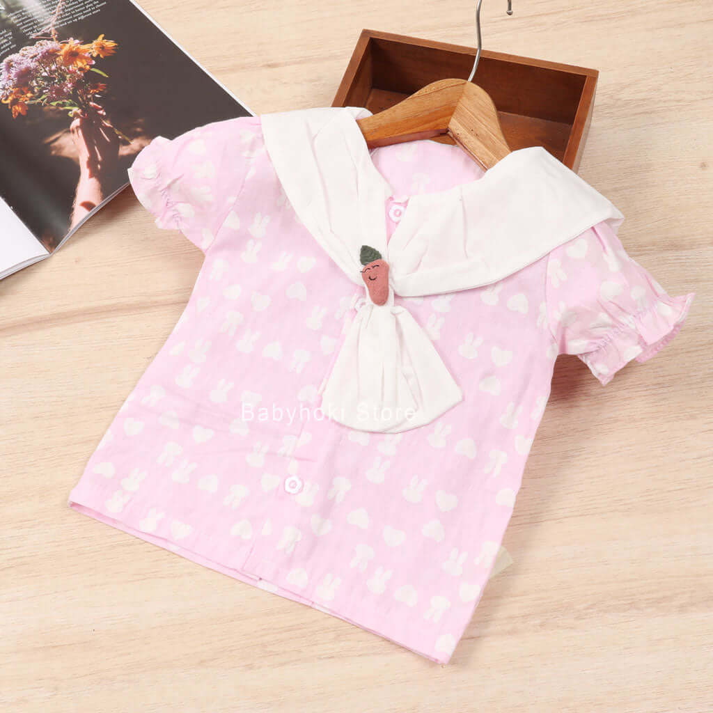 [001300] - Atasan Blouse Anak Perempuan - Motif Carrot Collar