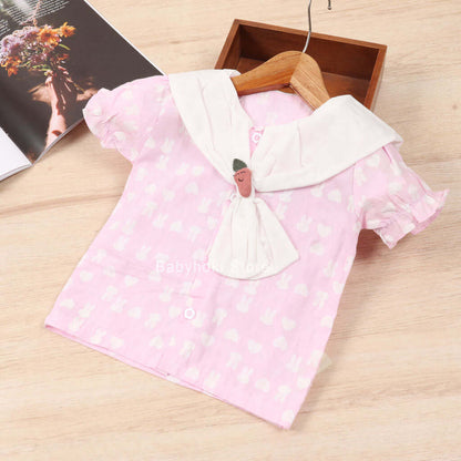 [001300] - Atasan Blouse Anak Perempuan - Motif Carrot Collar