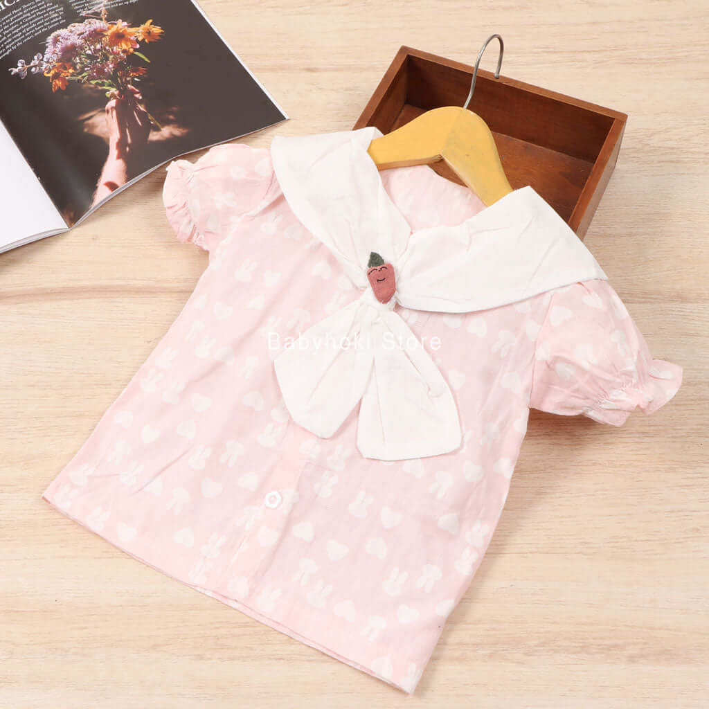 [001300] - Atasan Blouse Anak Perempuan - Motif Carrot Collar
