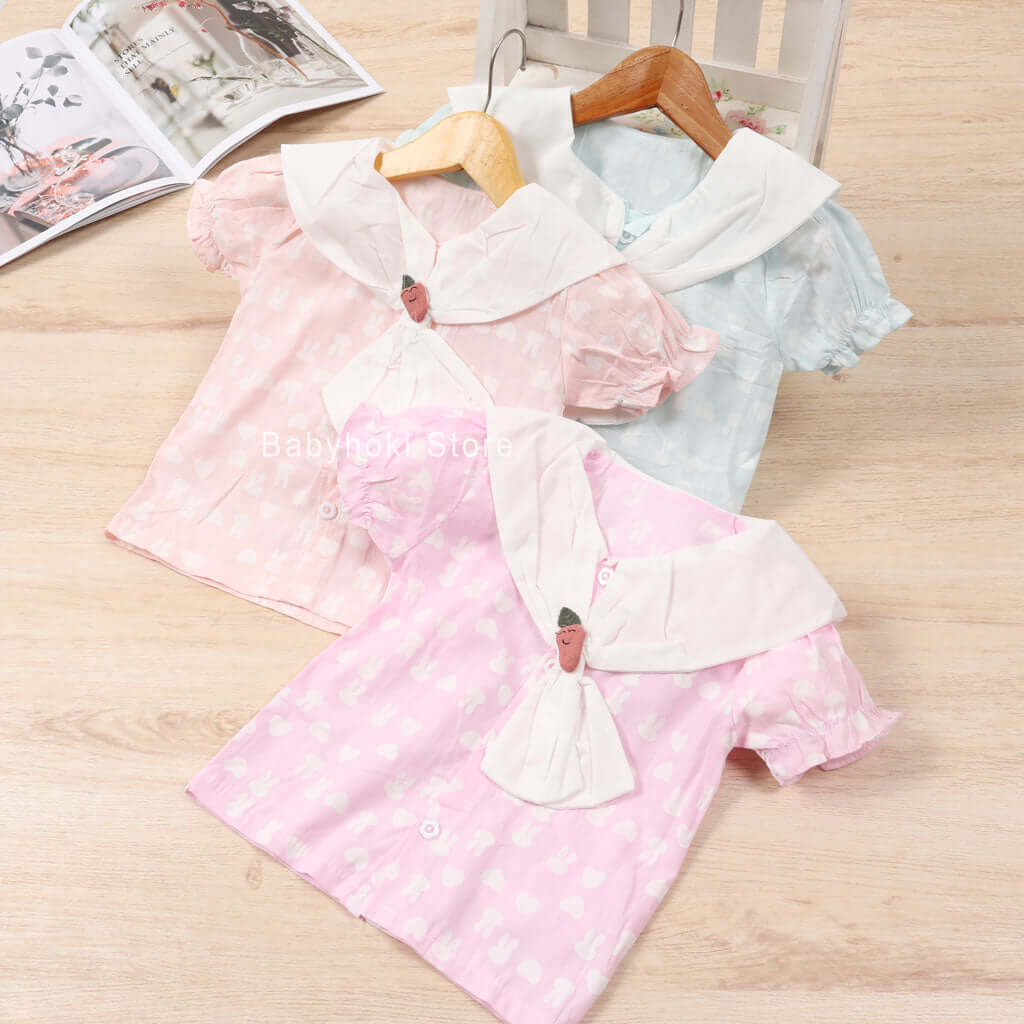 [001300] - Atasan Blouse Anak Perempuan - Motif Carrot Collar