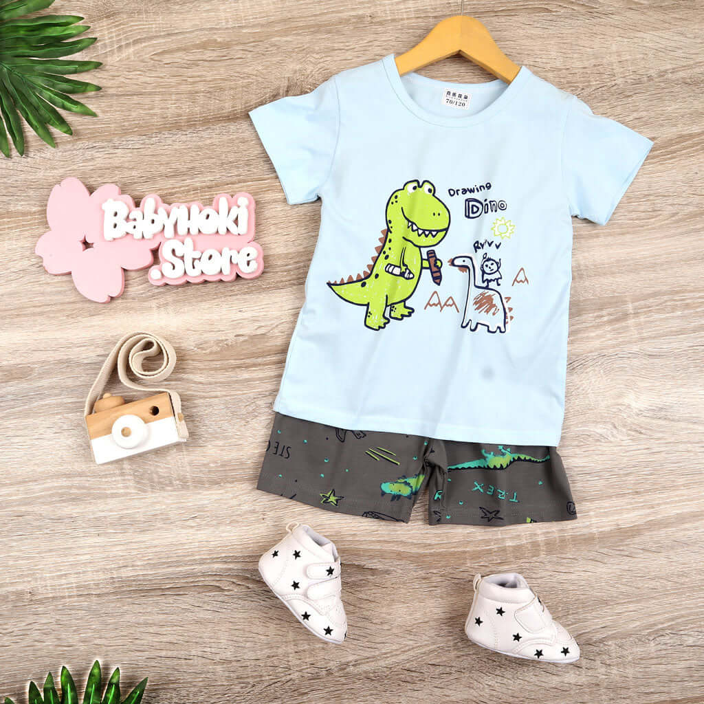 [0011009] - Baju Setelan Santai Anak - Motif Drawing Dino