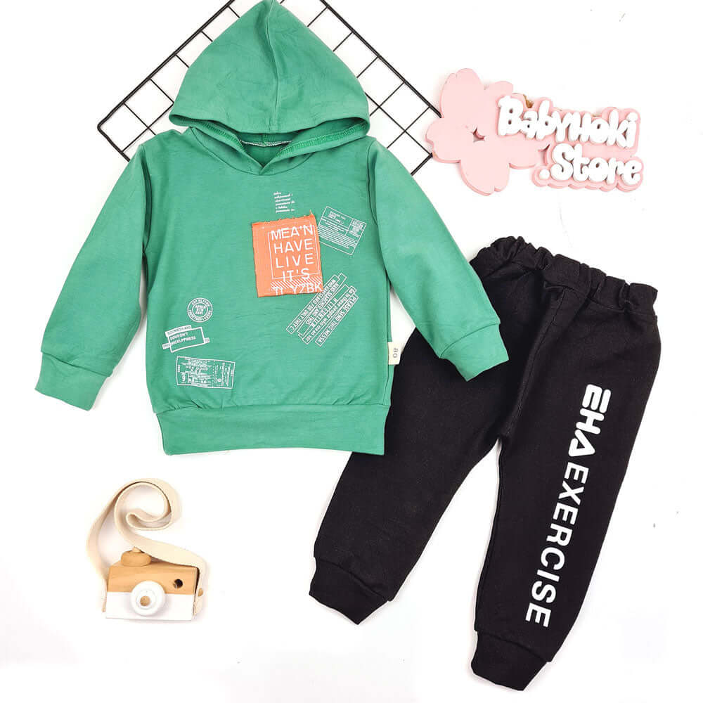 [001152] - Fashion Setelan Sweater Hoodie Anak - Motif Alphabet Exercis