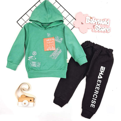 [001152] - Fashion Setelan Sweater Hoodie Anak - Motif Alphabet Exercis