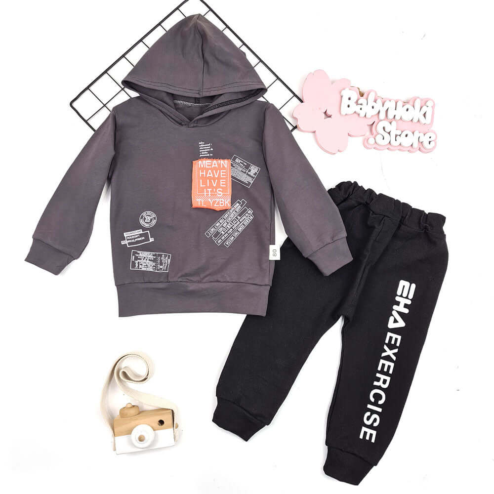 [001152] - Fashion Setelan Sweater Hoodie Anak - Motif Alphabet Exercis