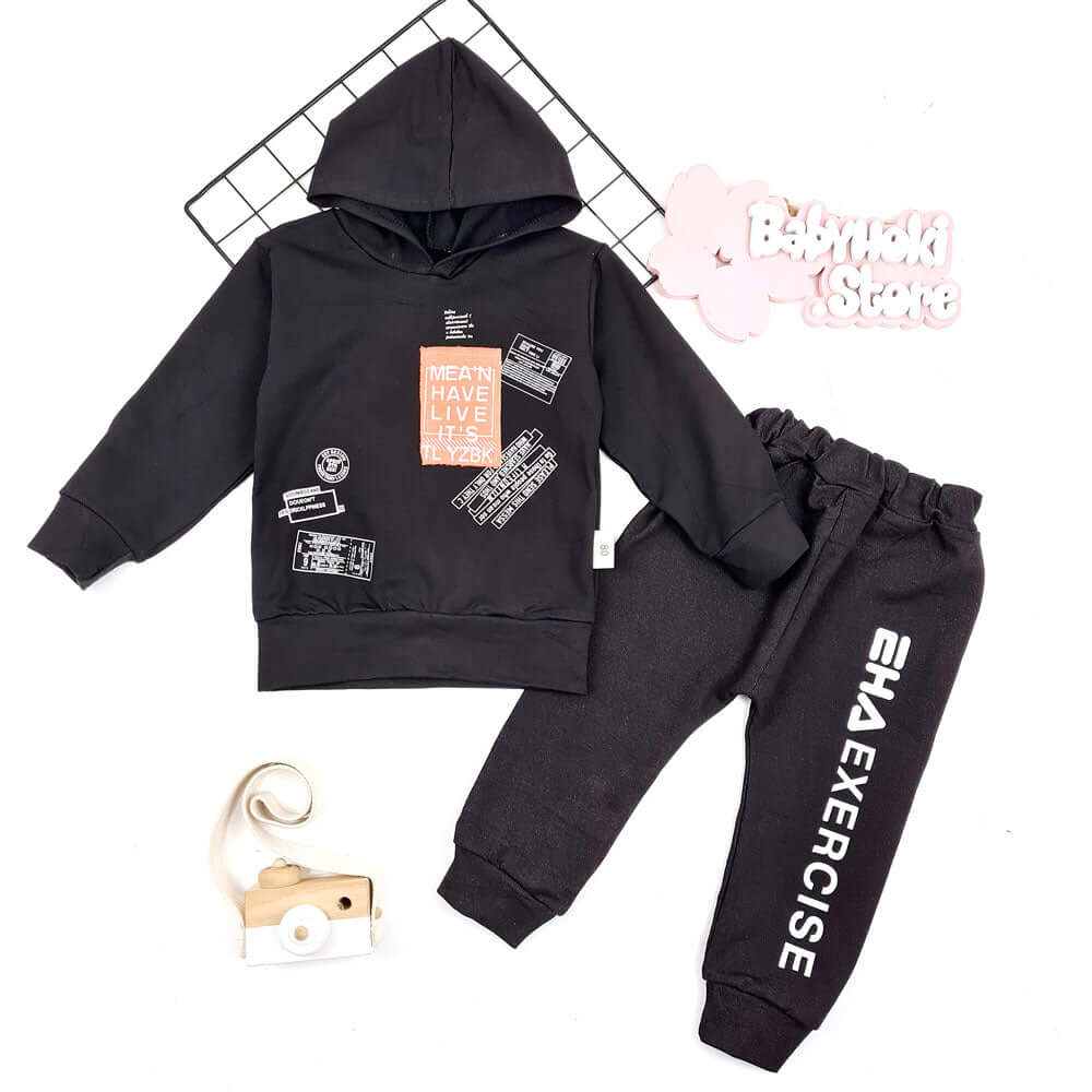 [001152] - Fashion Setelan Sweater Hoodie Anak - Motif Alphabet Exercis