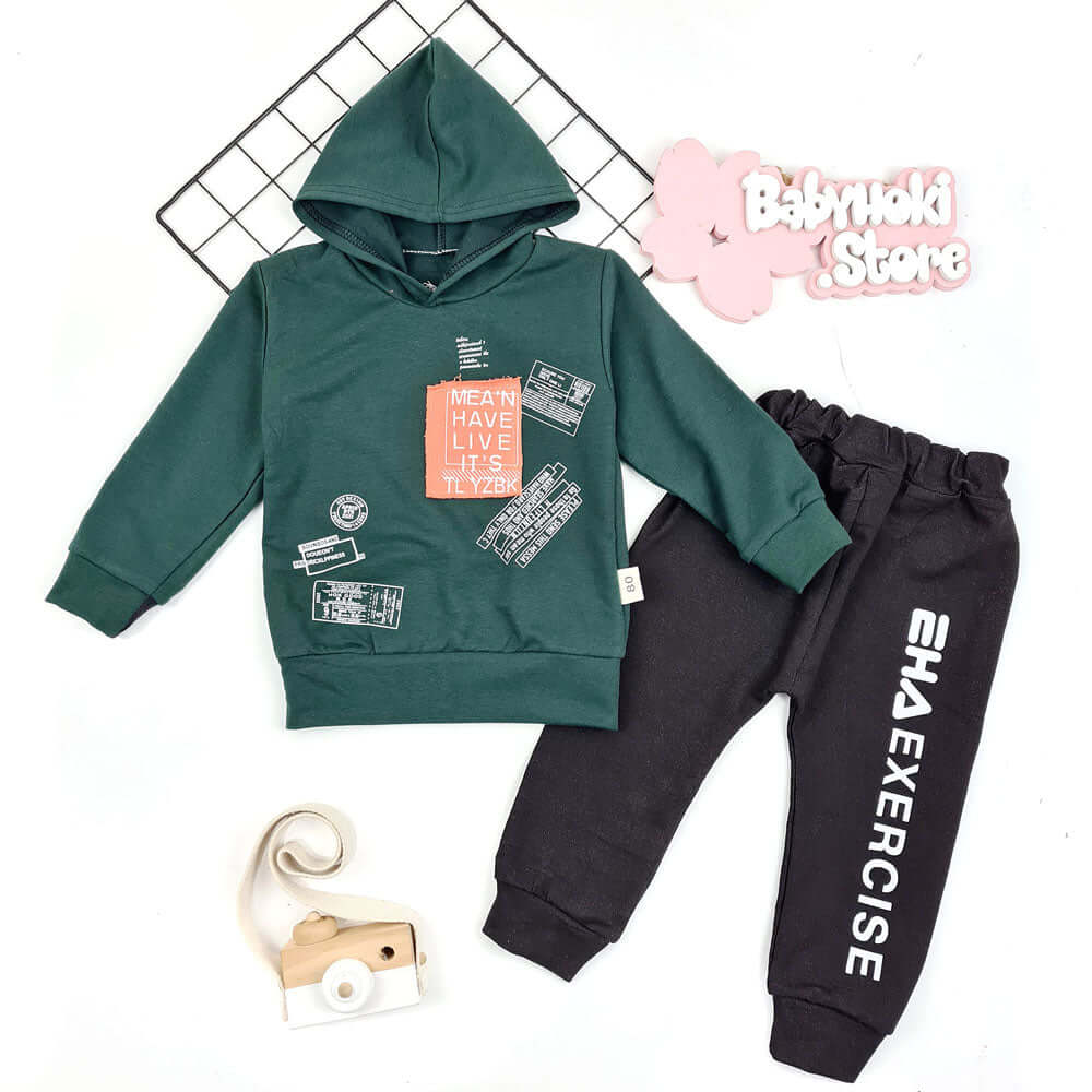 [001152] - Fashion Setelan Sweater Hoodie Anak - Motif Alphabet Exercis