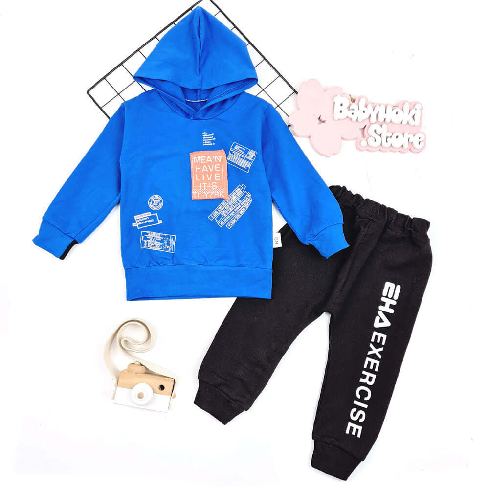 [001152] - Fashion Setelan Sweater Hoodie Anak - Motif Alphabet Exercis