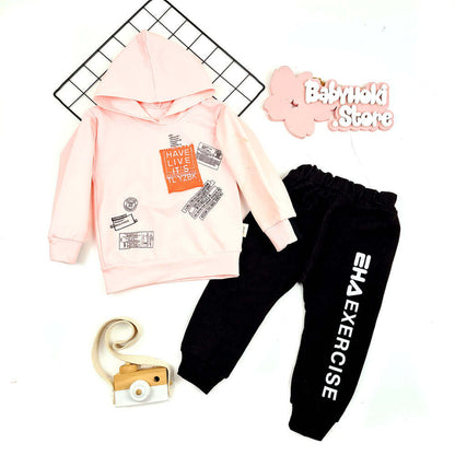 [001152] - Fashion Setelan Sweater Hoodie Anak - Motif Alphabet Exercis