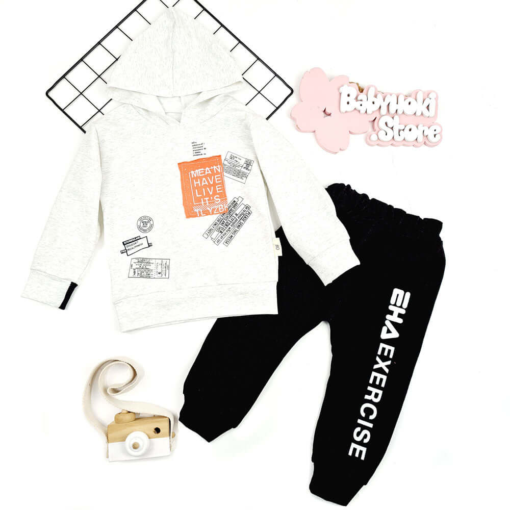 [001152] - Fashion Setelan Sweater Hoodie Anak - Motif Alphabet Exercis