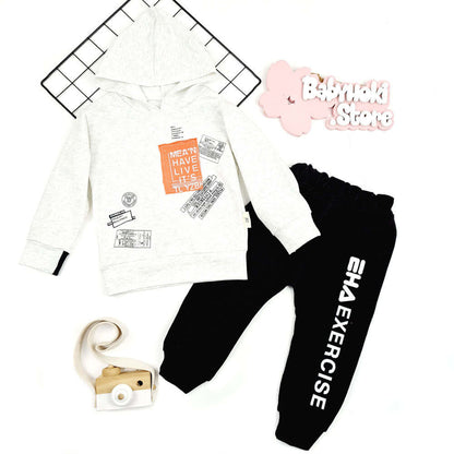 [001152] - Fashion Setelan Sweater Hoodie Anak - Motif Alphabet Exercis