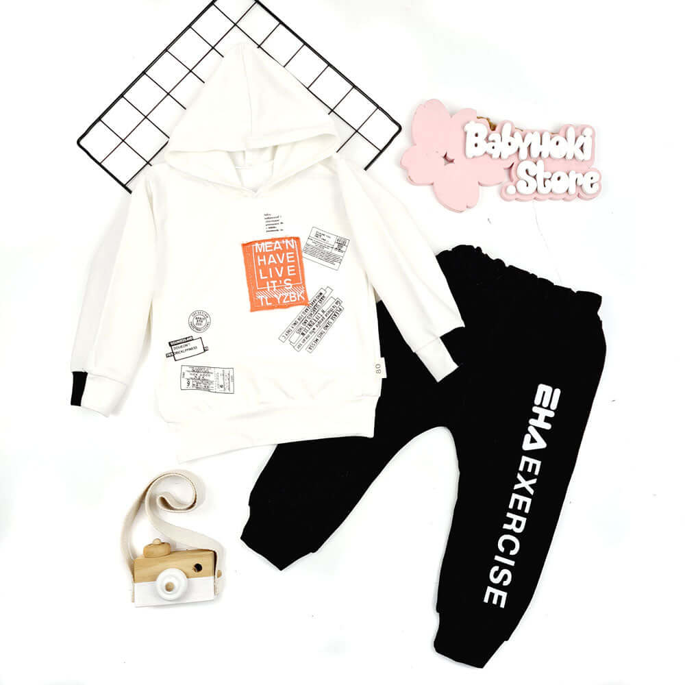 [001152] - Fashion Setelan Sweater Hoodie Anak - Motif Alphabet Exercis