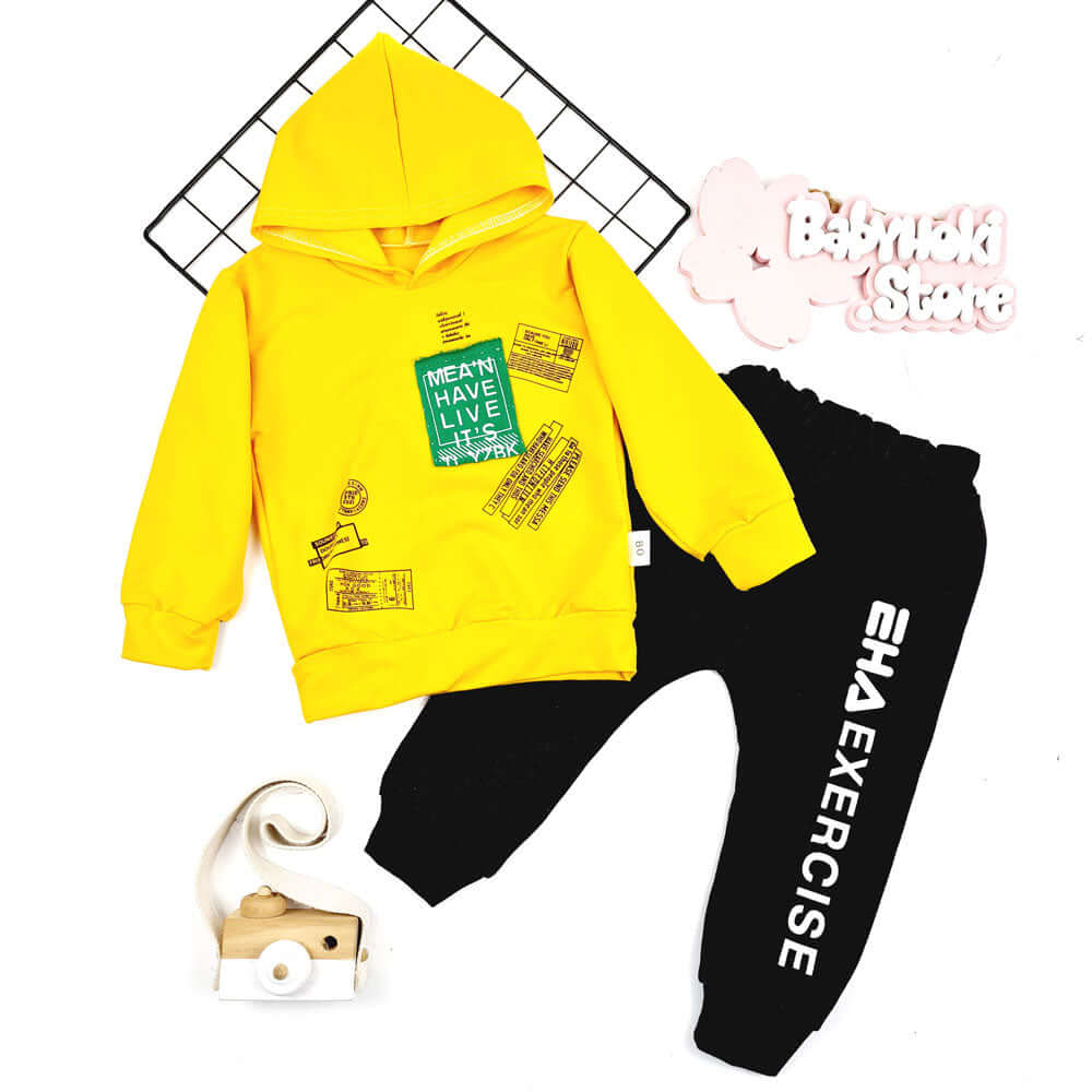 [001152] - Fashion Setelan Sweater Hoodie Anak - Motif Alphabet Exercis