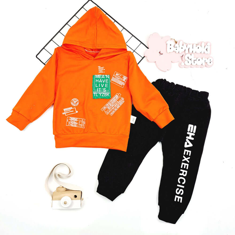 [001152] - Fashion Setelan Sweater Hoodie Anak - Motif Alphabet Exercis
