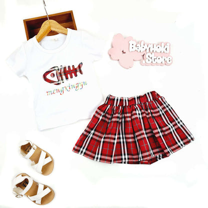 [001157] - Fashion Setelan Kaos Anak Perempuan - Motif Fishbone