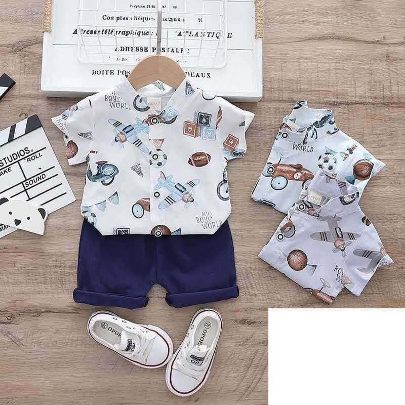 [001162] - Setelan Kemeja Koko Anak - Motif Boys World