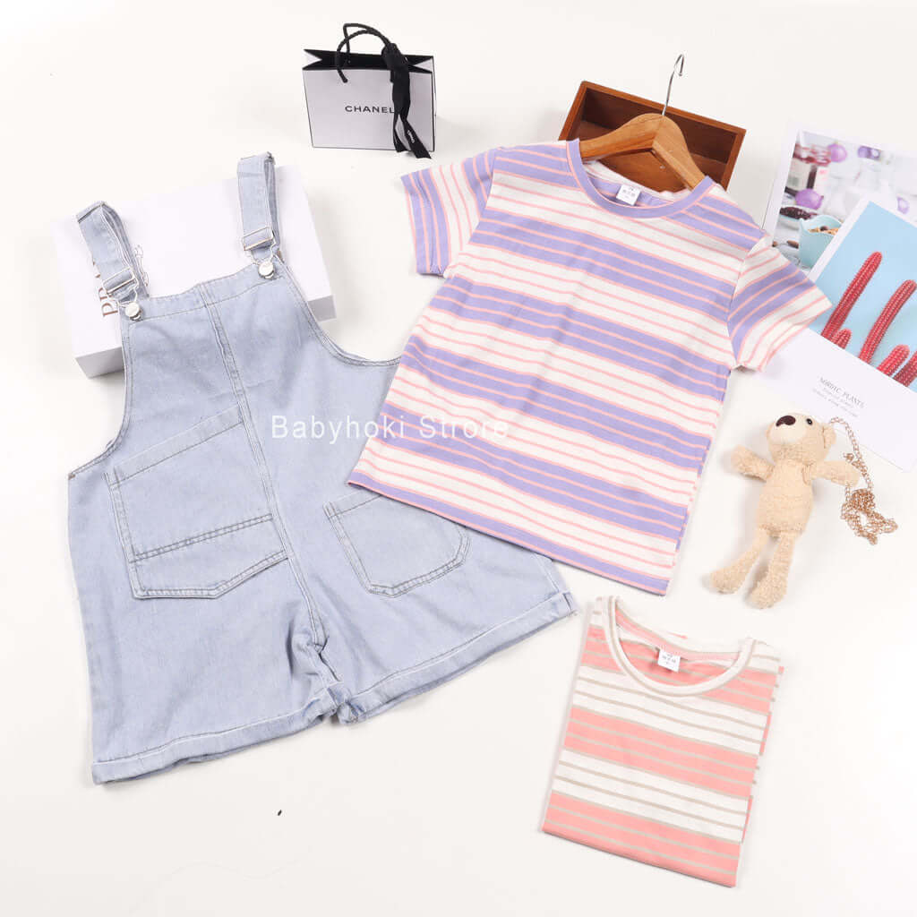 [001171] - Baju Setelan Overall Anak - Motif Denim Line