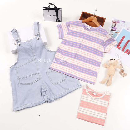 [001171] - Baju Setelan Overall Anak - Motif Denim Line