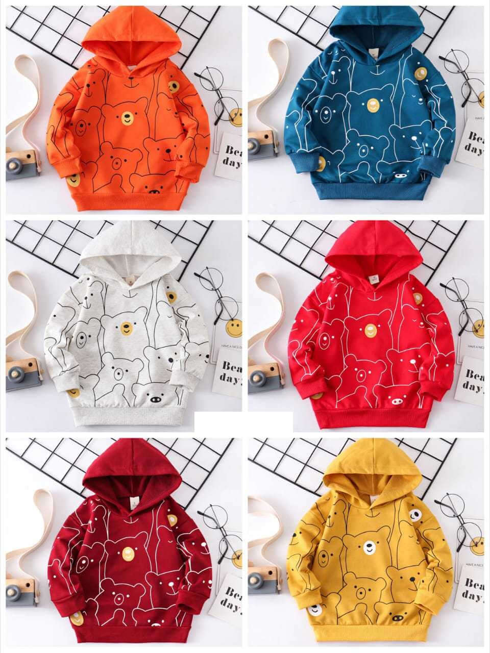 [001173] - Atasan Sweater Hoodie Anak - Motif Baby Bear