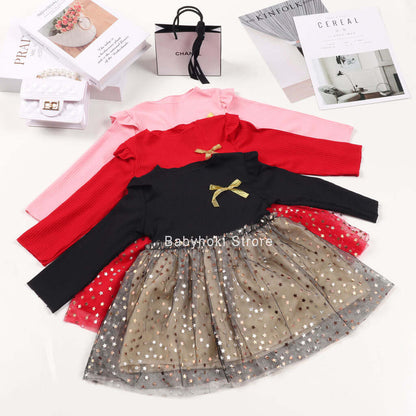 [001180] - Fashion Dress Anak - Motif Star Ribbon