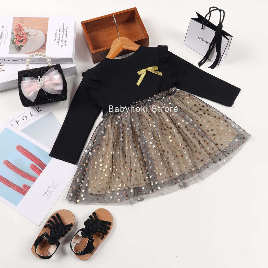[001180] - Fashion Dress Anak - Motif Star Ribbon