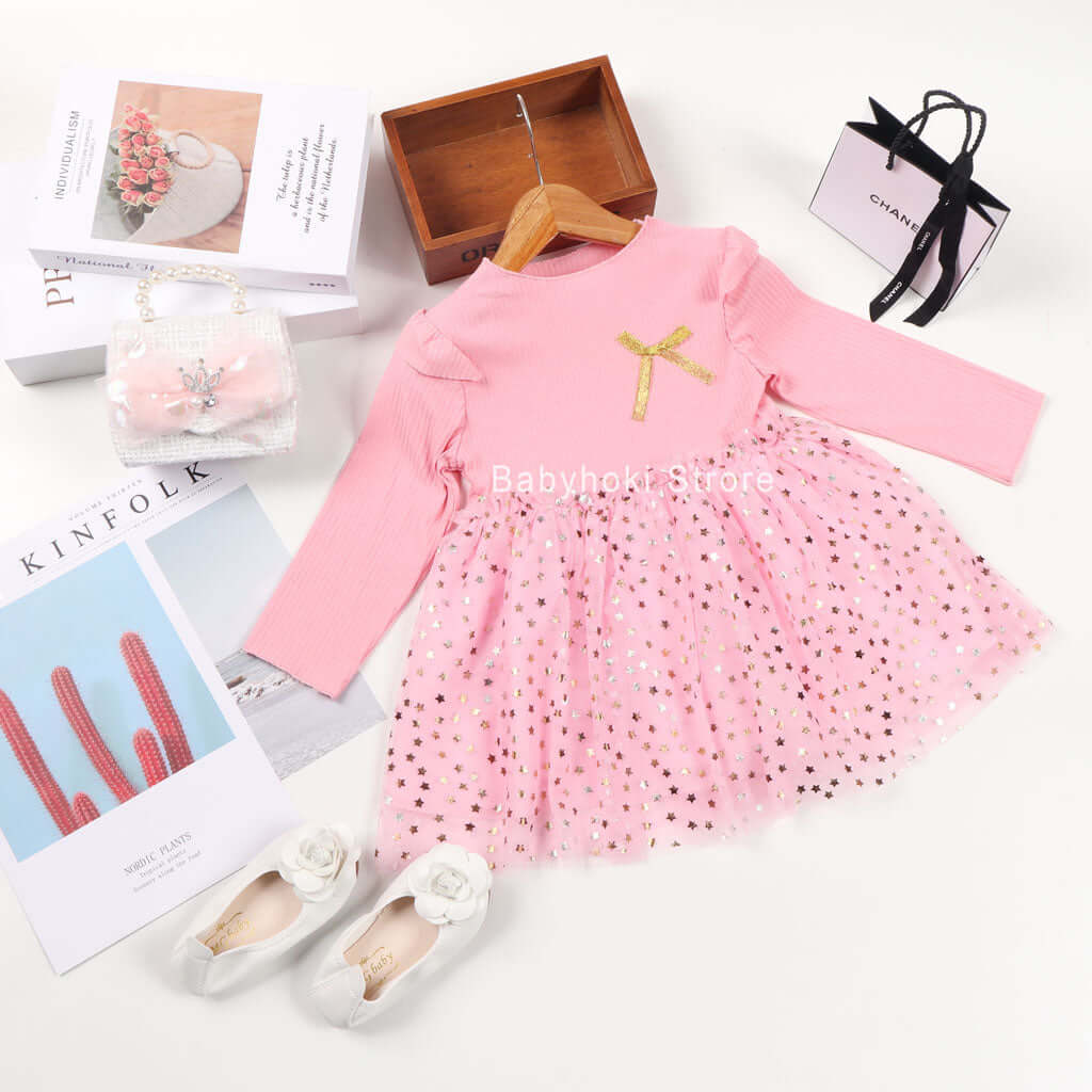 [001180] - Fashion Dress Anak - Motif Star Ribbon