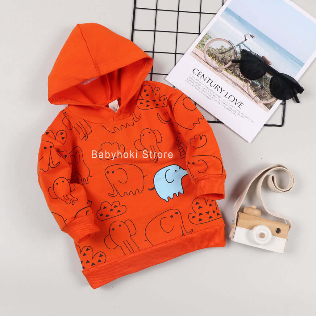 [001181] - Atasan Sweater Hoodie Anak - Motif Elephant Play